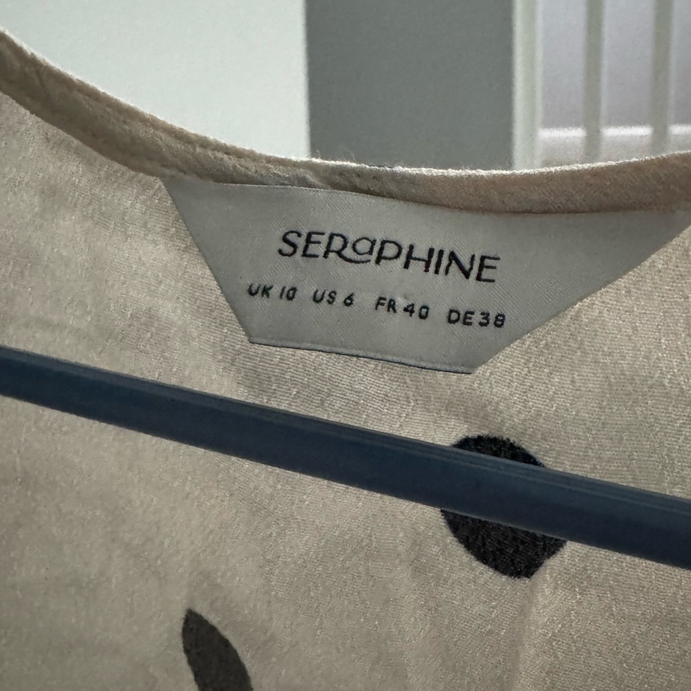 Seraphine Cream Long Sleeve Dress with Black Dots - Picture 4 of 4